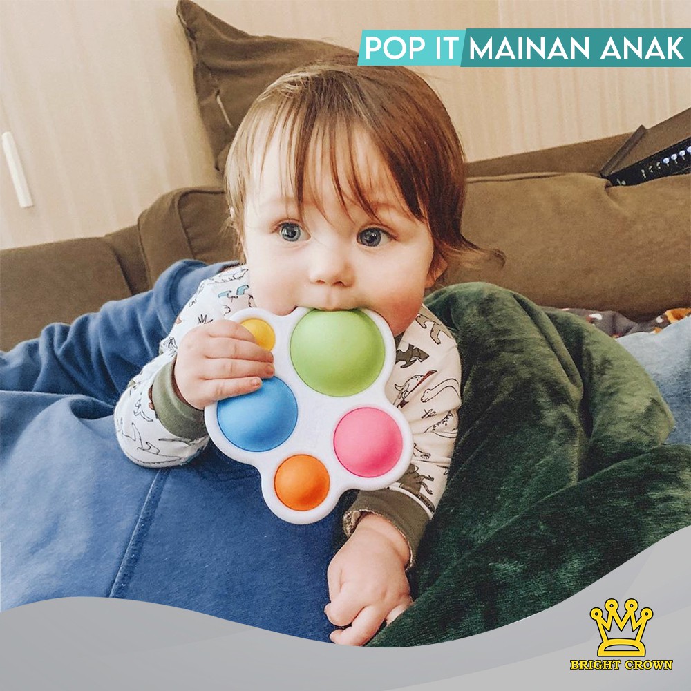 Bright Crown Mainan Fidget Push Pop It Bubble Stress Relief Kids Pop It Mainan Kekinian-8