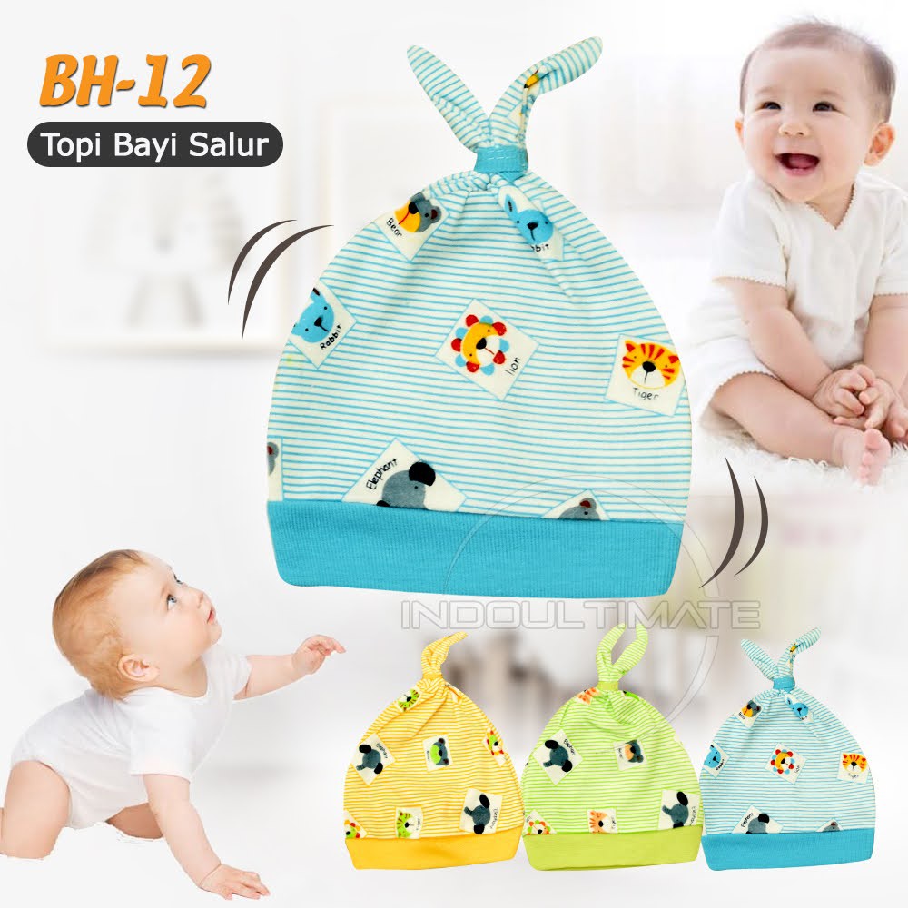 Topi Kupluk Bayi BH-12 Topi Kelinci Bayi Baru lahir Topi Kuncir Bayi Laki Laki Topi Bayi Perempuan