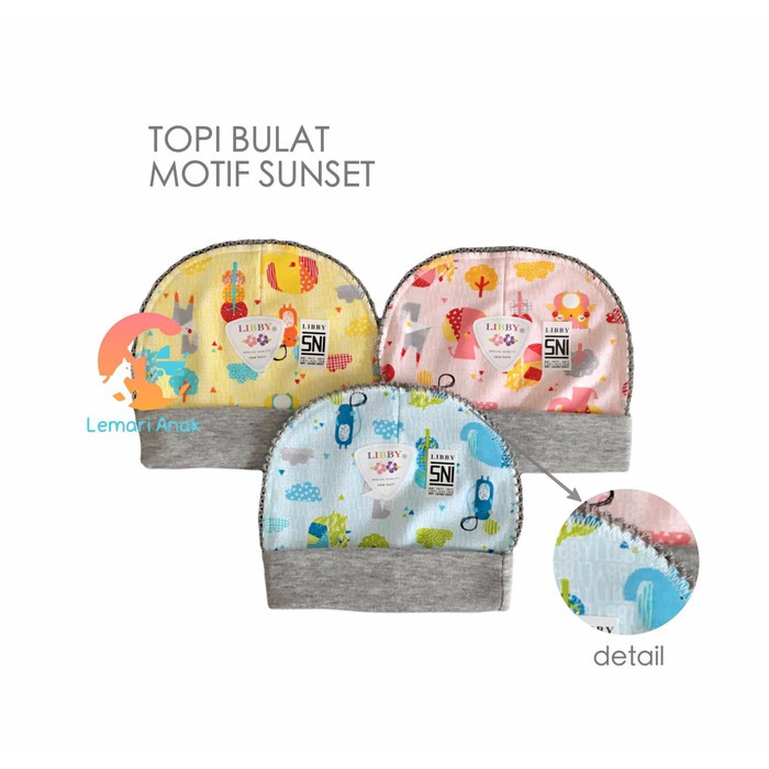 Topi Bayi Baru Lahir Libby Pucung/Border