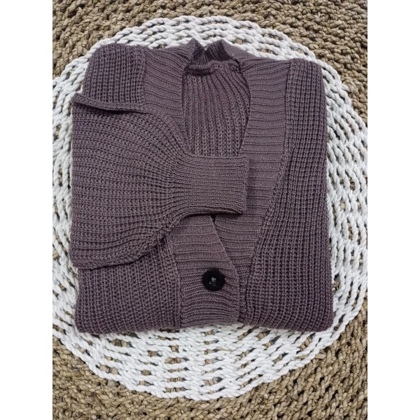 Outer Rajut GRB Premium (7GET) Cardigan Crop/Basic Cardy Allsize-BURGUNDY
