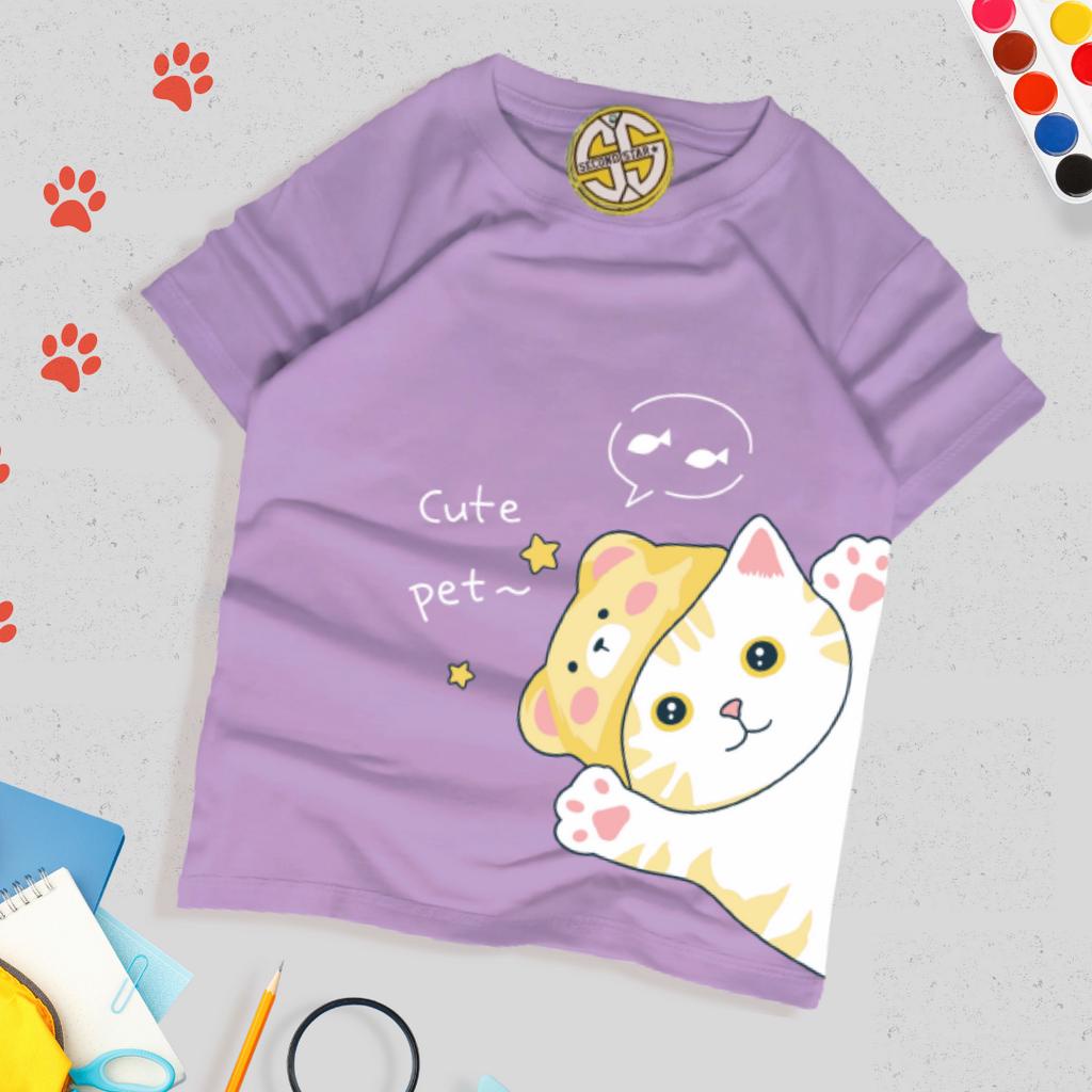 Second Star baju anak perempuan  Kaos oblong 1 - 12 tahun unik Cute Catty