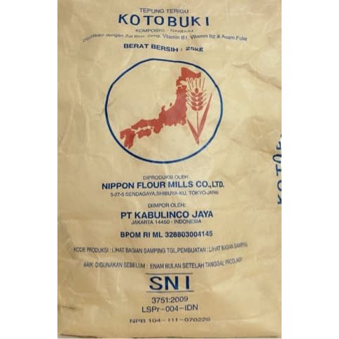 

Kotobuki 25kg / Tepung terigu Jepang 25 kg protein rendah