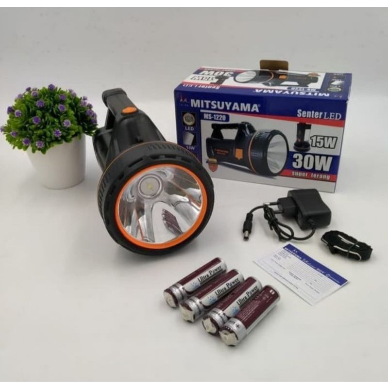 Senter LED 30Watt + Emergency 15Watt Mitsuyama MS - 1220 / Senter Tangan LED 30W