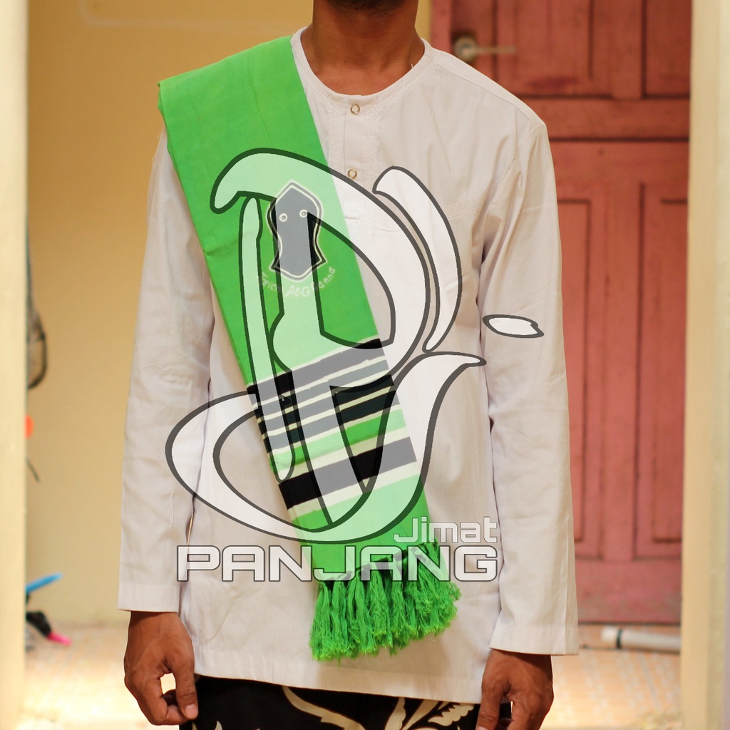 Sorban rida Solo Warn hijau muda motif terompa model Bahan Halus - sorban Halus muslim asli