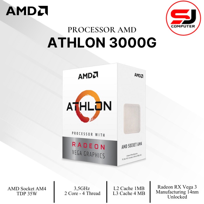 AMD Athlon 3000G (Radeon Vega 3) 3.5Ghz AM4 [BOX] - 2 Core Original