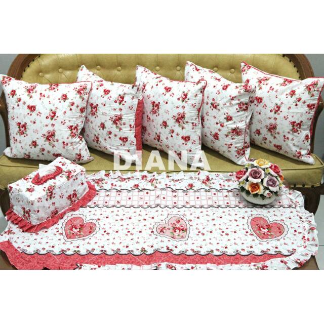 Set SBK sarung bantal kursi/sarung bantal sofa motif diana
