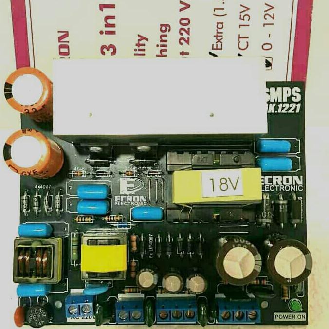 SMPS TRAFO SWITCHING 10A CT 18V 200WATT EXTRA 1.5A CT15&0-12V