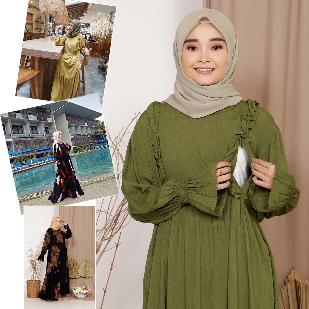 Dress Muslim Syifa Gamis Busui Gamis Syarii Kekinian Busui Bukaan Samping
