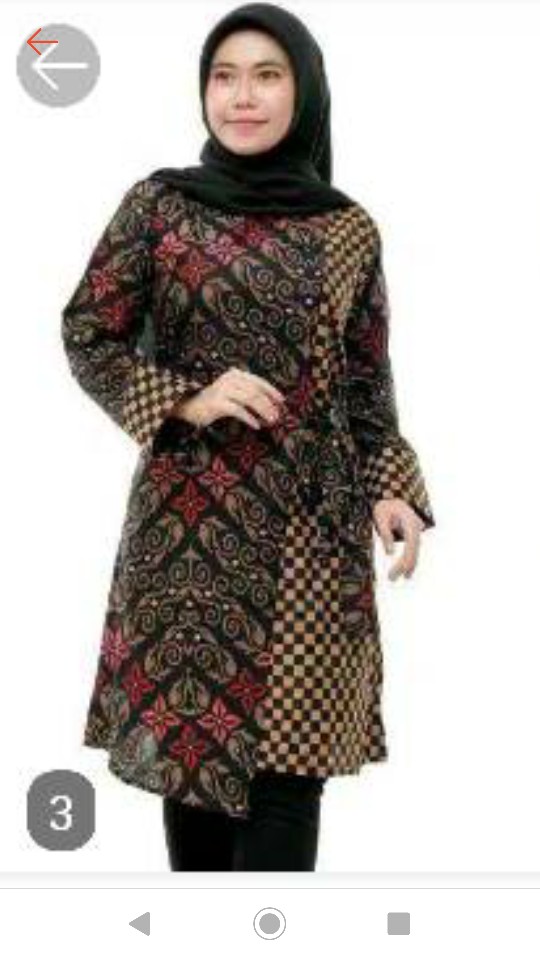 M-l-xl-xxl Batik Tunik Wanita Asj Sa Hrb026 Kenongo Pekalongan Sogan Tulis
