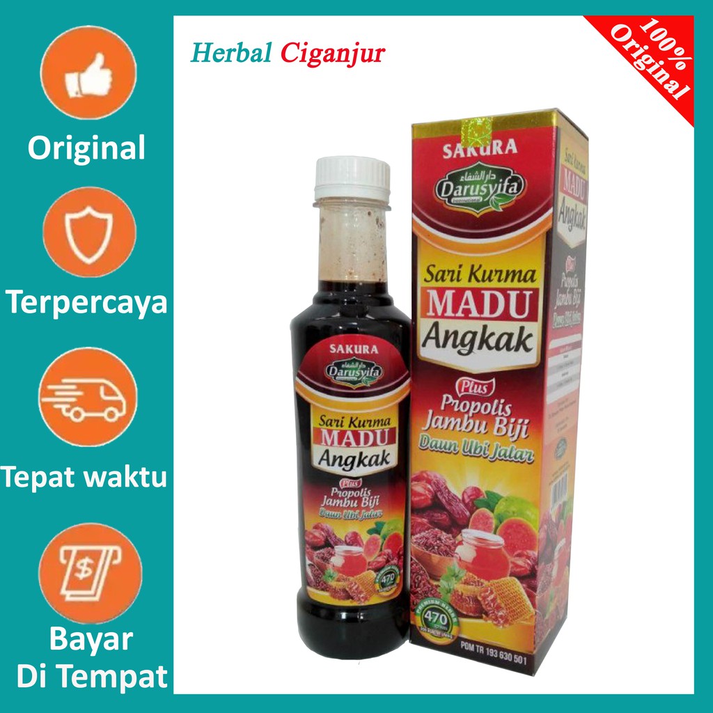 Rumah Herbal Ciganjur _  Sari Kurma Madu Angkak Plus Jambu Biji dan Ubi Jalar Meningkatkan HB Dan Trombosit Berat 470 gr