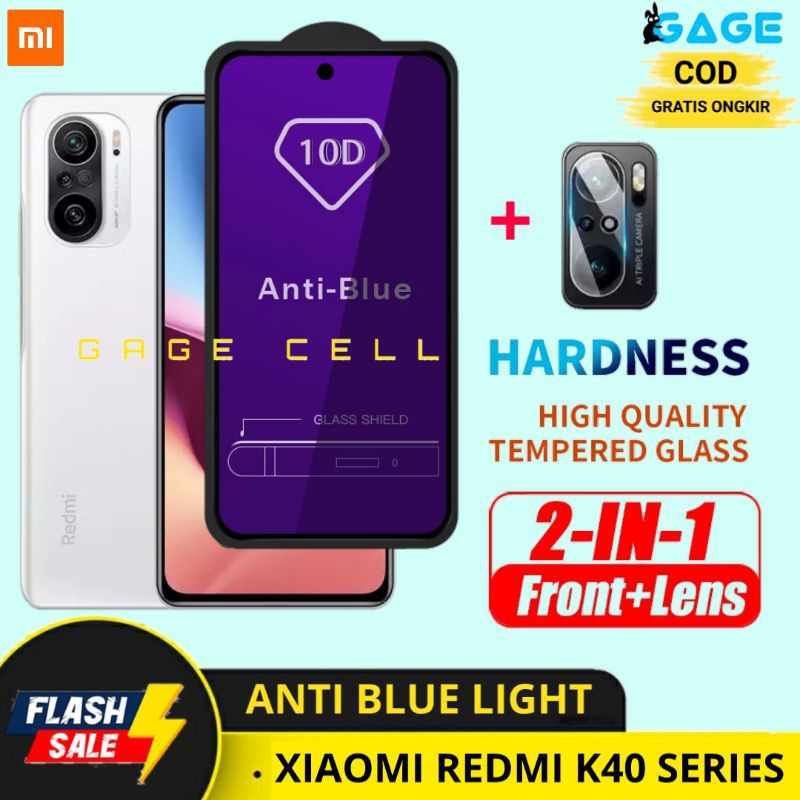 2IN1- TEMPERED GLASS ANTI BLUE LIGHT REDMI K40 PRO PLUS - TG ANTIGORES RADIASI K40PRO PLUS PREMIUM