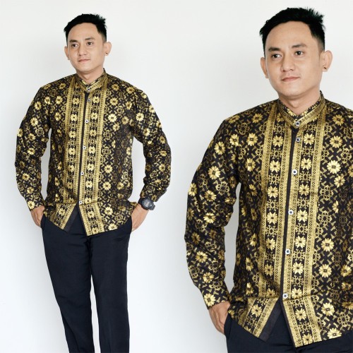 Trolistore Grosir Baju Batik Koko Motif Bintang Lima Pjg Lengan Panjang Sablon Emas Batik Muslim