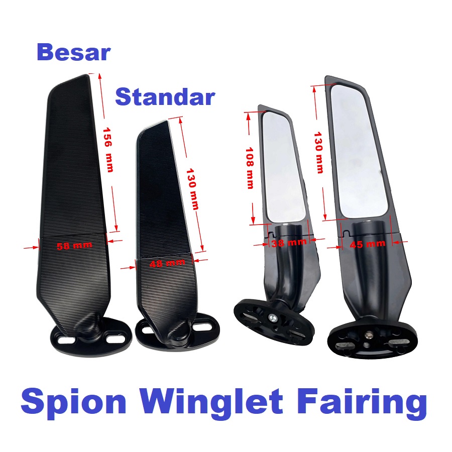 Spion Fairing Model Winglet Fering Universal Stealth Motor Moge Bebek Honda Yamaha Suzuki Besar Standar Aluminium CNC