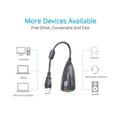 Usb 2.0 steel sound card 7.1 virtual surround sound headset microphone adapter for office gaming pc laptop 5Hv2 - Usb2.0 soundcard 7.1 mic audio