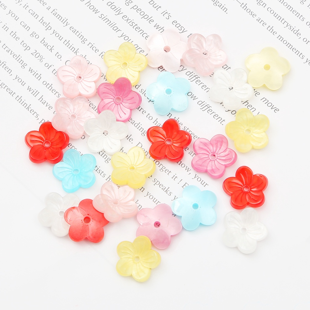 10 pcs/lot 15mm Imitasi Shell Plastik Lima Kelopak Bunga Bentuk Spacer Beads Untuk DIY Membuat Perhiasan Jepit Rambut Aksesoris Gelang