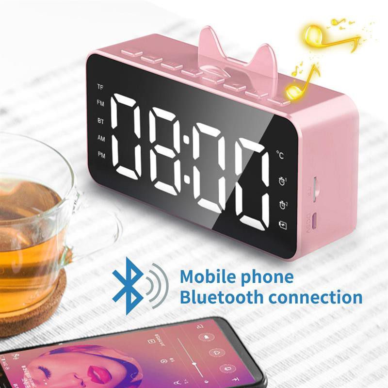 SPEAKER JAM Bluetooth Q5 Q9 LED Smart Alarm Clock + Phone Stand Holder Digital Display Portable Kaca