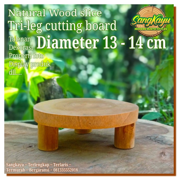 Talenan kayu talenan kaki tiga 13-14 cm display produk properti foto