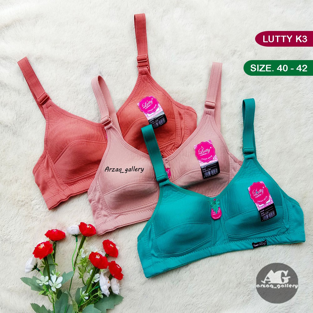 BH Sport Lutty KANCING 3 | Bra Tanpa Busa Tanpa Kawat Kait 3 | Bh Wanitaa | Bra |  Pakaian Dalam Wanita