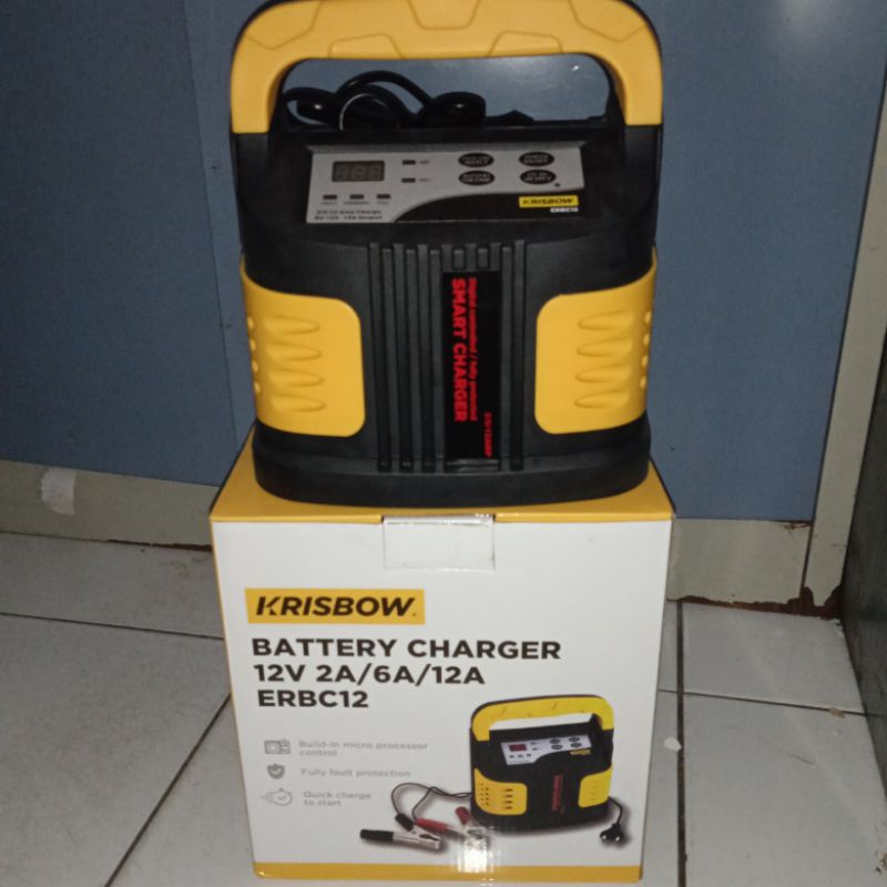 Casan aki Krisbow Charger Aki Charger battery Mobil 12v 2a/6a/12a Erbc12