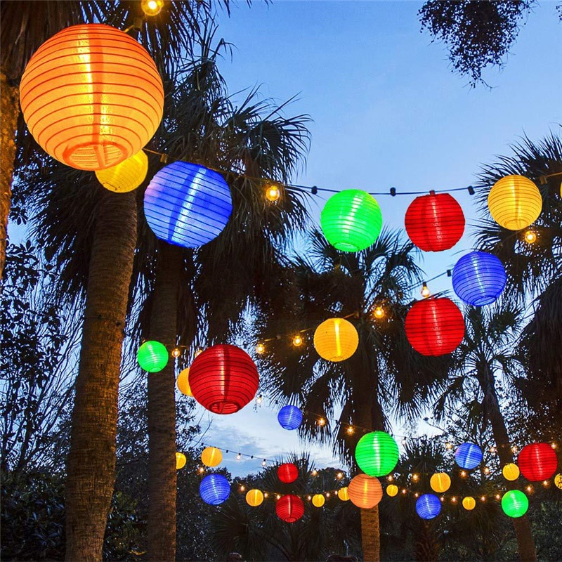 Lampu Hias Dekorasi Taman Lampion Mini / Bola Mini 7x7cm multi warna dengan Solar Power 20 LED 5M Tenaga Surya outdoor taman waterproof anti air Lantern Ball Solar String Lights Christmas Party Wedding Fairy Lights Outdoor Garland Patio Garden Decor