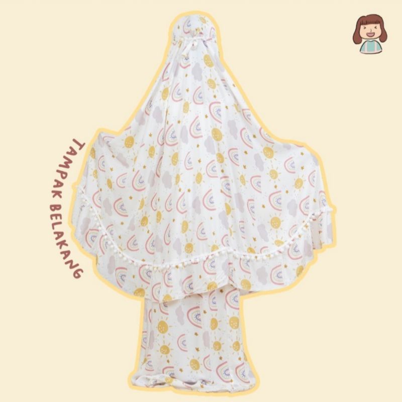 Mukena anak bahan rayon premium/mukena anak motif lucu renda pompom usia 2-12th