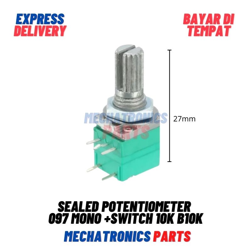 Sealed Potentiometer Potensiometer potensio meter 097 Mono +Switch 10K B10K