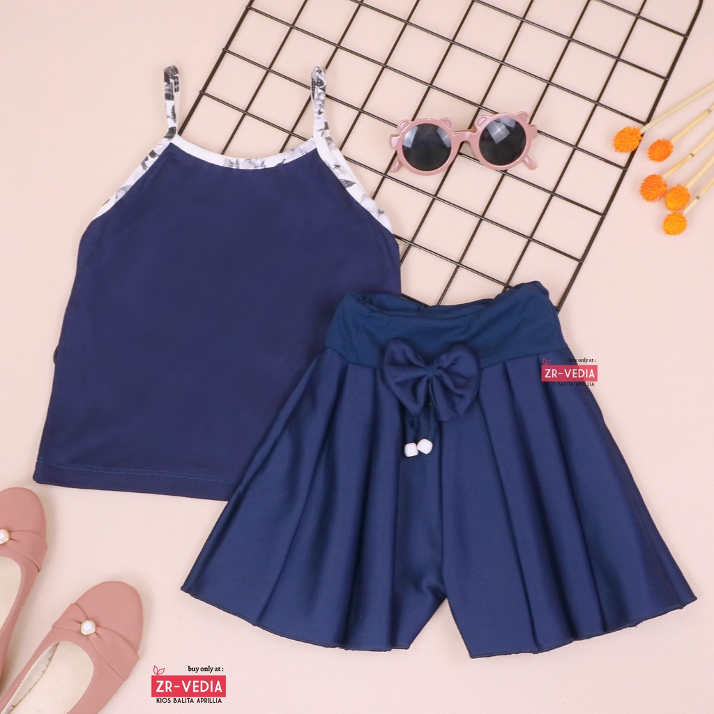 Setelan Mixed Pop uk 1-2 Tahun / Baju Anak Perempuan Tanktop Rok Celana Polos Set Atasan Cewek Kensi