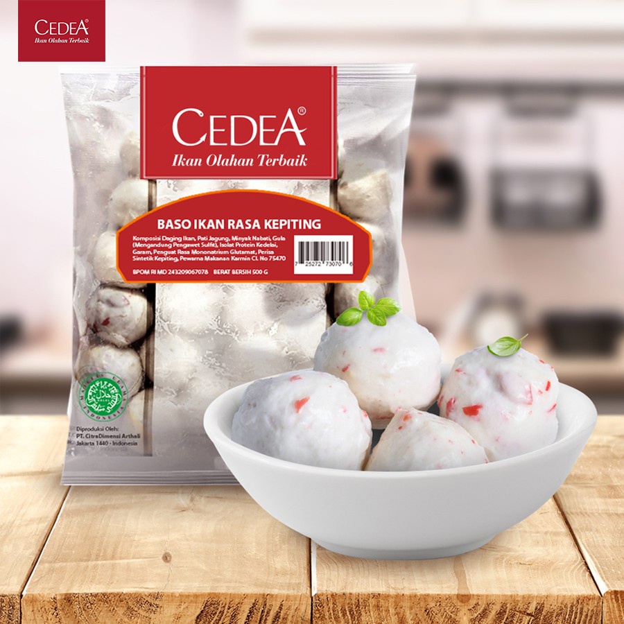 BASO IKAN RASA KEPITING CEDEA 500GR HALAL BAKSO ISI 25 CRAB BALL