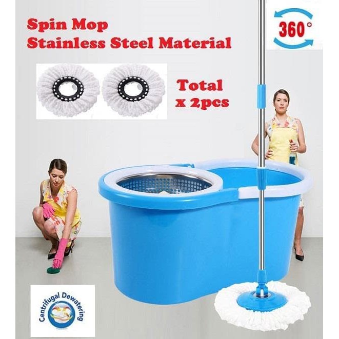 SPIN MOP / Alat pel lantai keranjang - Biru