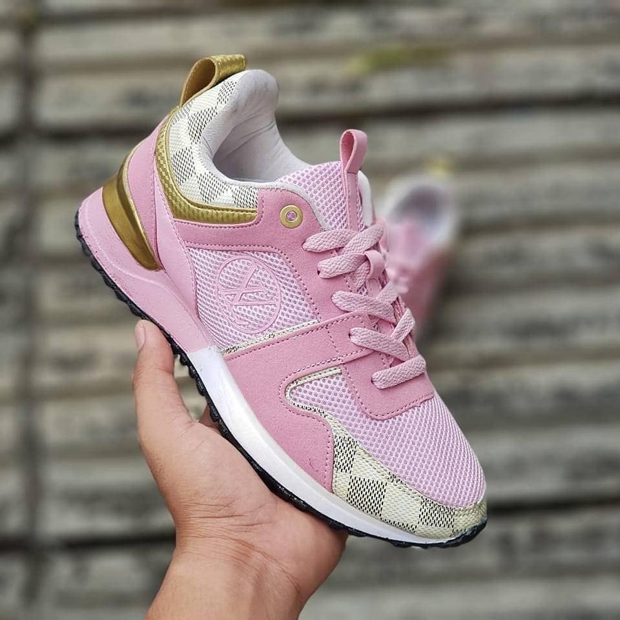 Sepatu LV LOUIS VUITTON WOMEN GRADE ORIGINAL SOFT PINK SNEAKERS PREMIUM RUNNING OLAHRAGA HANGOUT