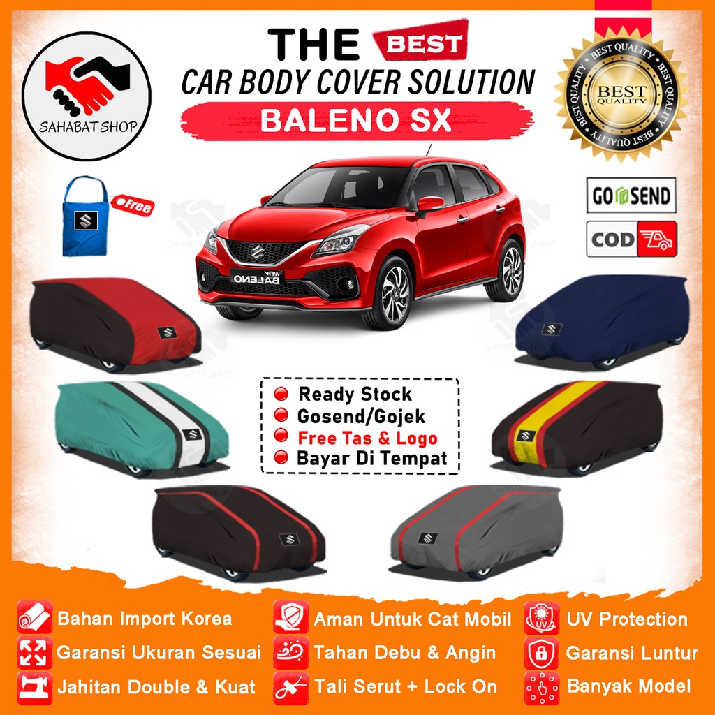 Sahabat Body Cover Mobil Baleno / Sarung Penutup Suzuki Neo Baleno SX Outdoor / Mantel Tutup Selimut Pelindung Mantol Jas Mobil Sedan Baleno Waterproof Anti Air Model Orange