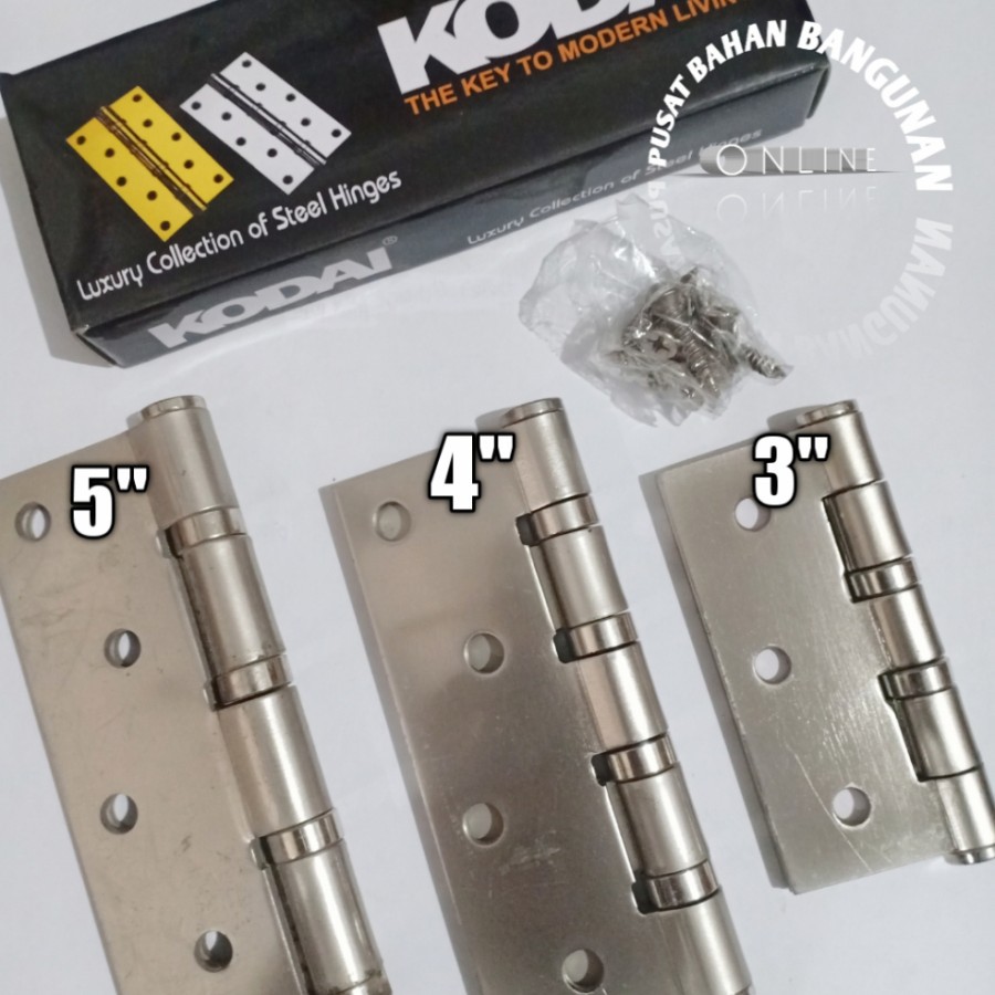 Engsel jendela stainless steel 3" Kodai, engsel kodai