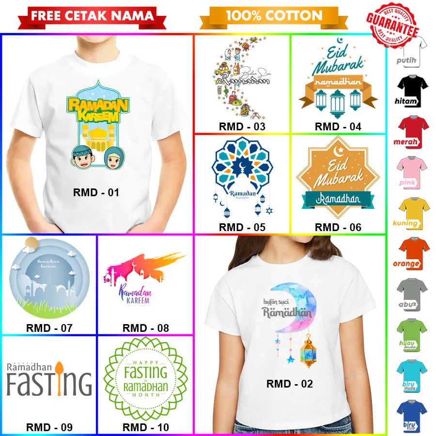 [FREE NAMA!!] Baju Kaos ANAK DAN DEWASA RAMADHAN / BULAN PUASA BANYAK MOTIF