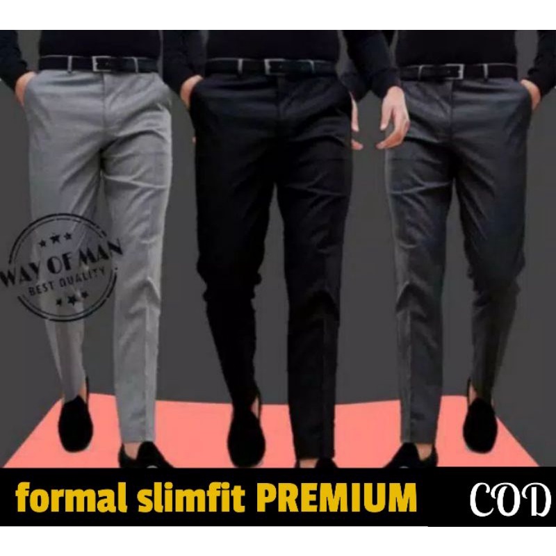 CELANA KANTOR SLIMFIT | BAHAN WOOL | READI WARNA ABU MUDA ,ABU TUA,HITAM DAN COKLAT SIZE 27-38