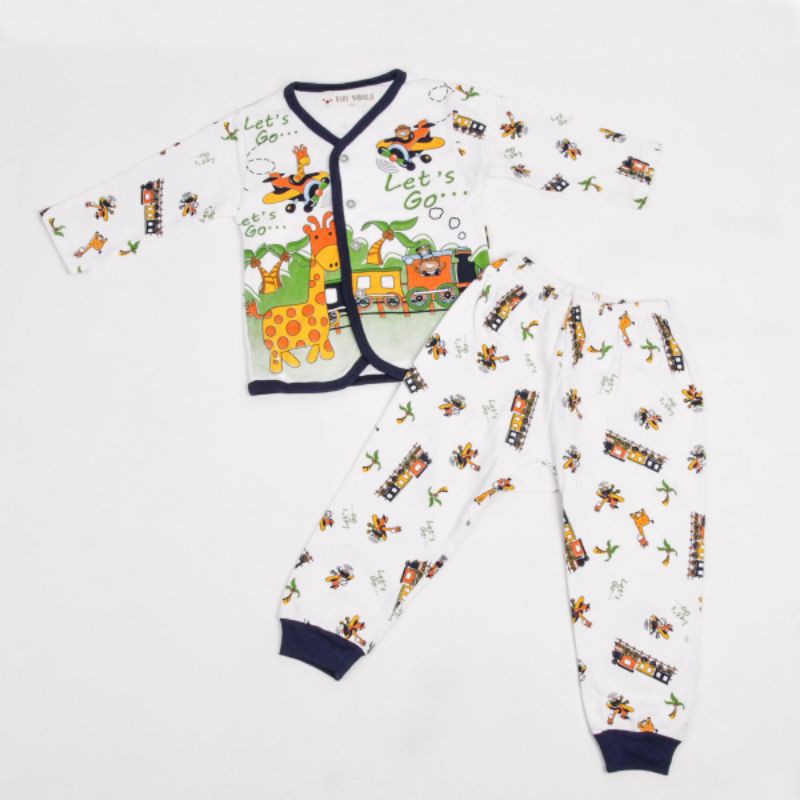 setelan baju anak perempuan 1-2 tahun motif little bear dan jerapah lengan panjang celana panjang