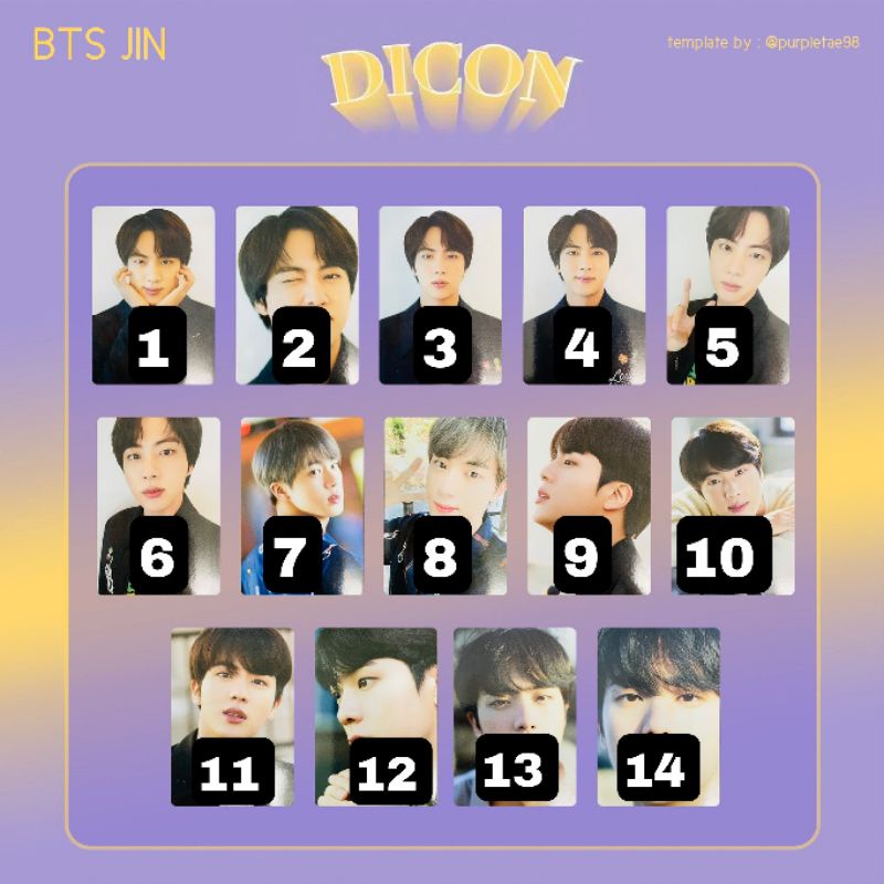 JIN SEOKJIN READY STOCK PC PHOTOCARD OFFICIAL DICON BTS SATUAN SHARING