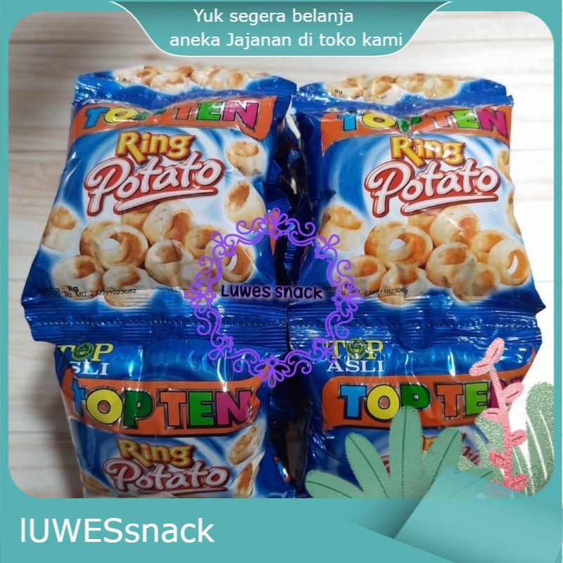 

Topteen ring potato isi 10pcs- makanan ringan cemilan snack ringan snack pedas jajanan jadul jajanan anak kerupuk keripik