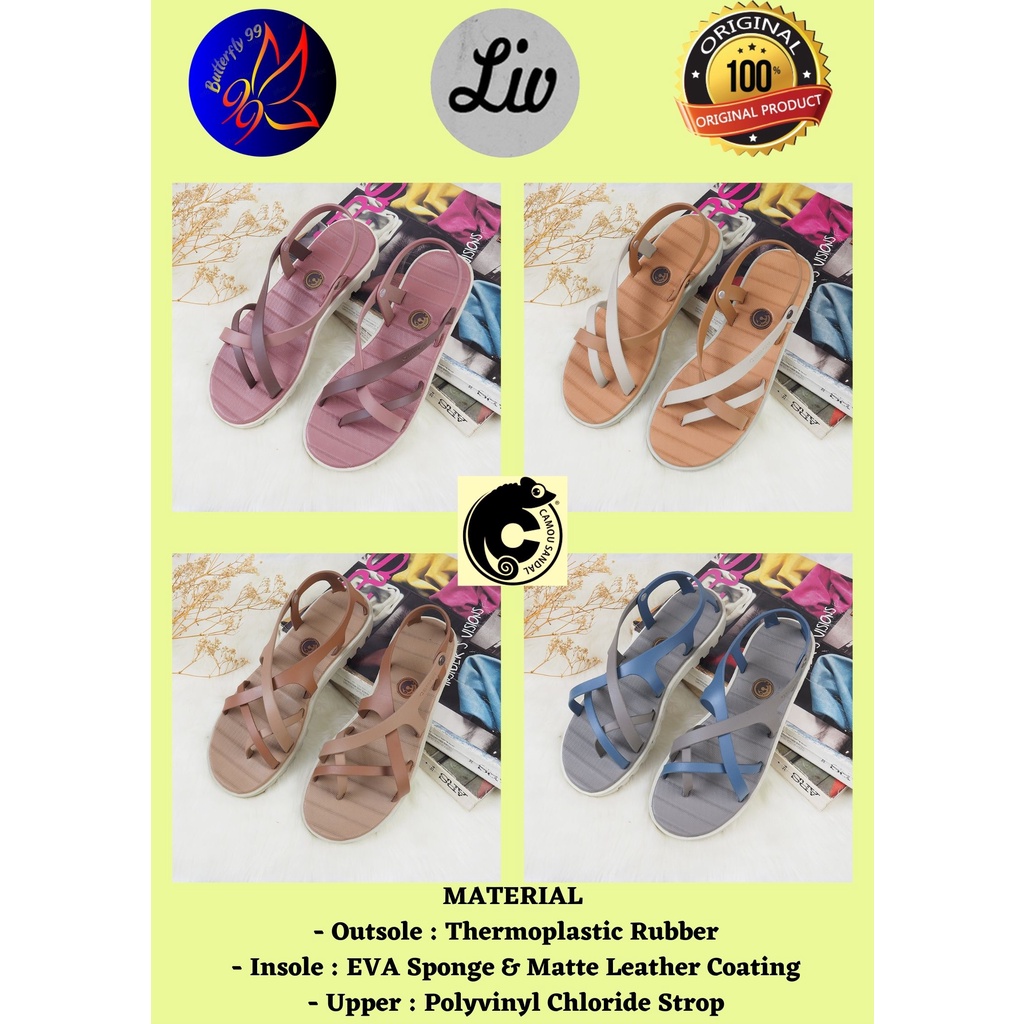 Liviana Sandal Wanita Sandal Flat Sandal Original Sandal Camou  Tipe : Liviana
