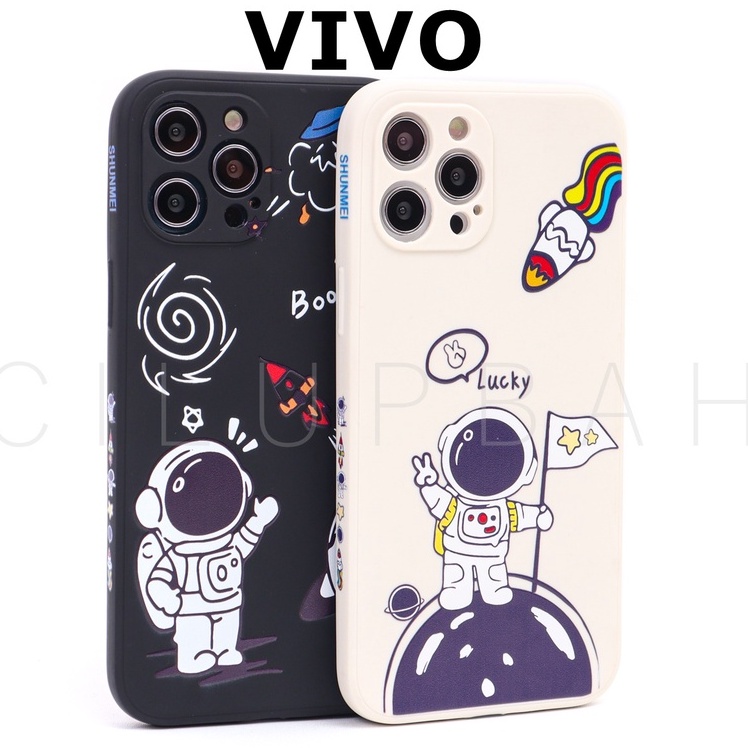 Soft Case Vivo Y91 Y12 Y20 Y12i Y12S Y91C Square Edge Astronot Lucky &amp; Boow Full Lens Cover