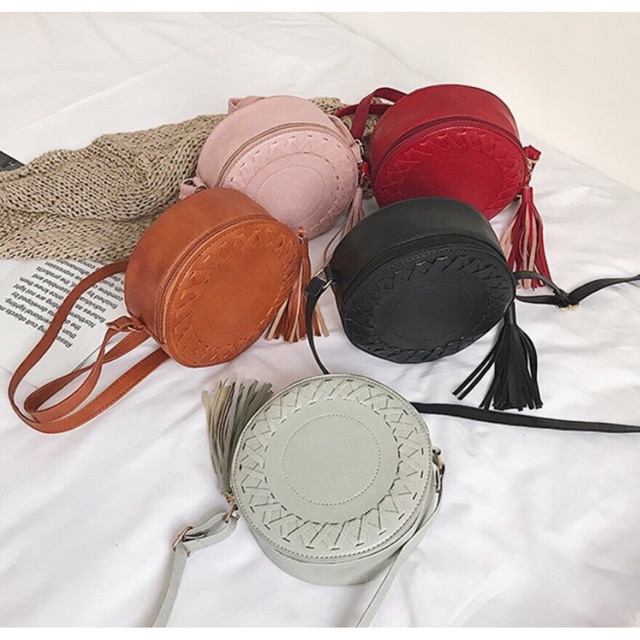 Sling bag kepang/tas bulat/tas wanita import