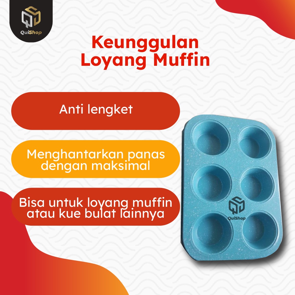 Cetakan Kue Loyang Kue Pastry Non-Stick Loyang 6 Cup Muffin Pan Teflon Peralatan Dapur Premium Termurah