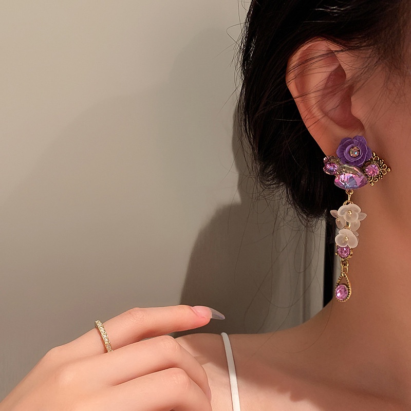 Anting AT 172 Ungu Anting Panjang Unik Lucu Keren Fashion Wanita / Anting Pesta /BS