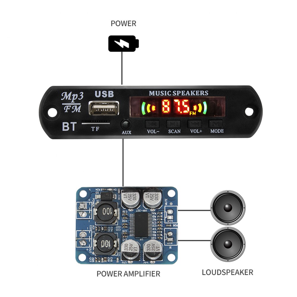 Modul Mp3 Musik Bluetooth 5.0 USB MicroSd AUX  Original Vire