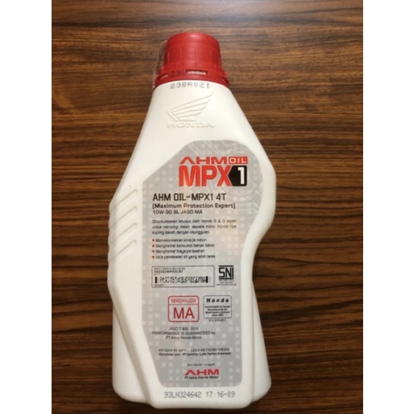 OLI MOTOR HONDA AHM OIL MPX1 SAE 10W-30 SL ISI 1 liter