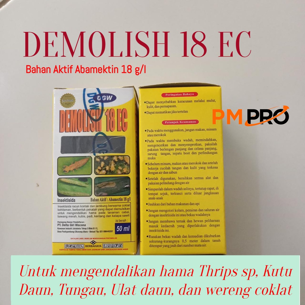 Insektisida Demolish 18 EC 50 ml Bahan aktif Abamektin 18 g/l Obat Pembasmi kutu daun, wereng,, Tung