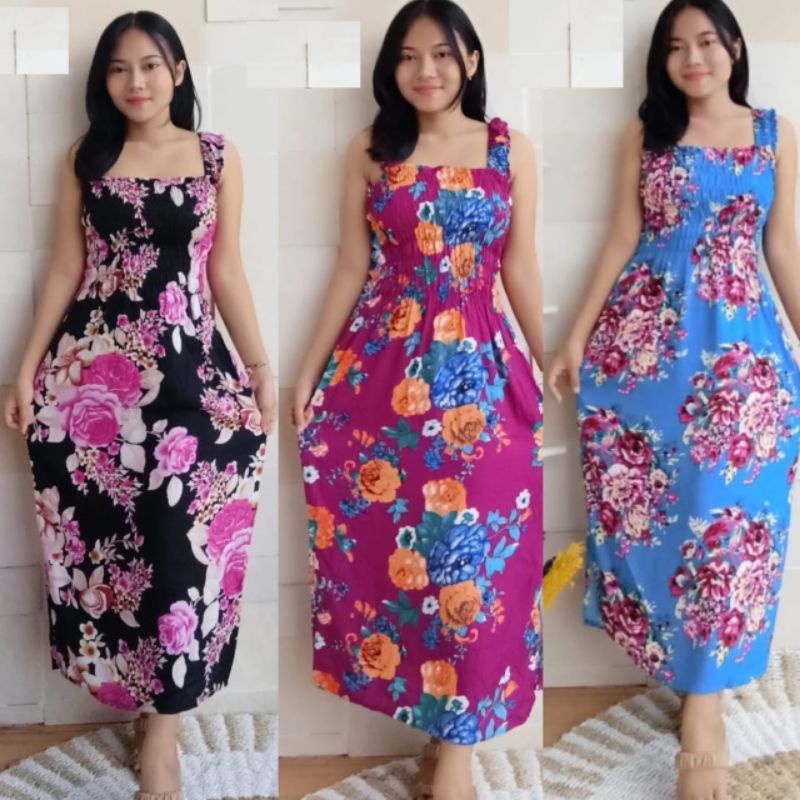 Daster Yukensi Ruffle | Dress Smoke | Daster Bali Ruffle Aneka Motif