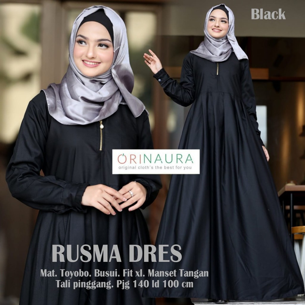 RUSMA DRES gamis dewasa polos toyobo busui original ORI NAURA