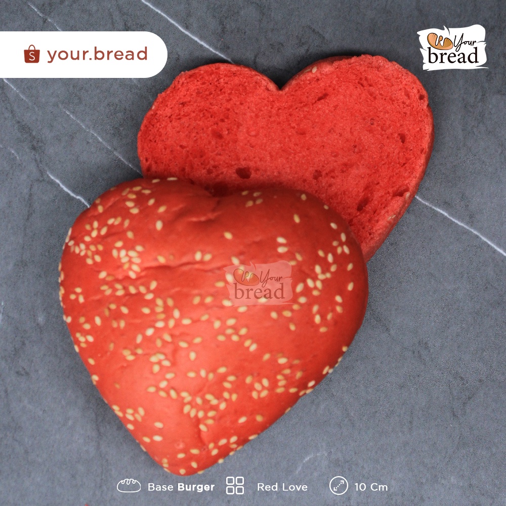 

Roti Burger Love Merah 10cm | Base Burger Love 10cm Red