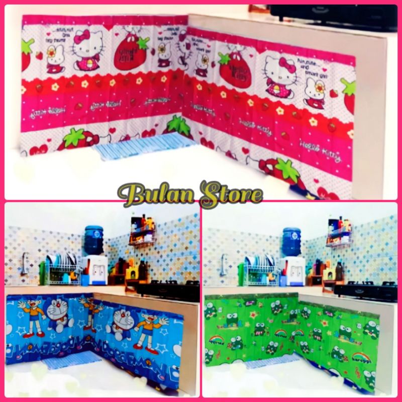 Gorden Kolong Dapur Minimalis Karakter Hello Kitty Keropy Doraemon Tirai Kolong Dapur Minimalis Moti