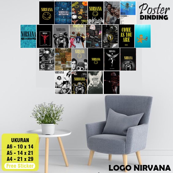 Poster Dinding Kamar Tema Nirvana / Poster Kamar Logo Nirvana / Foto Nirvana / Poster Dinding Nirvan